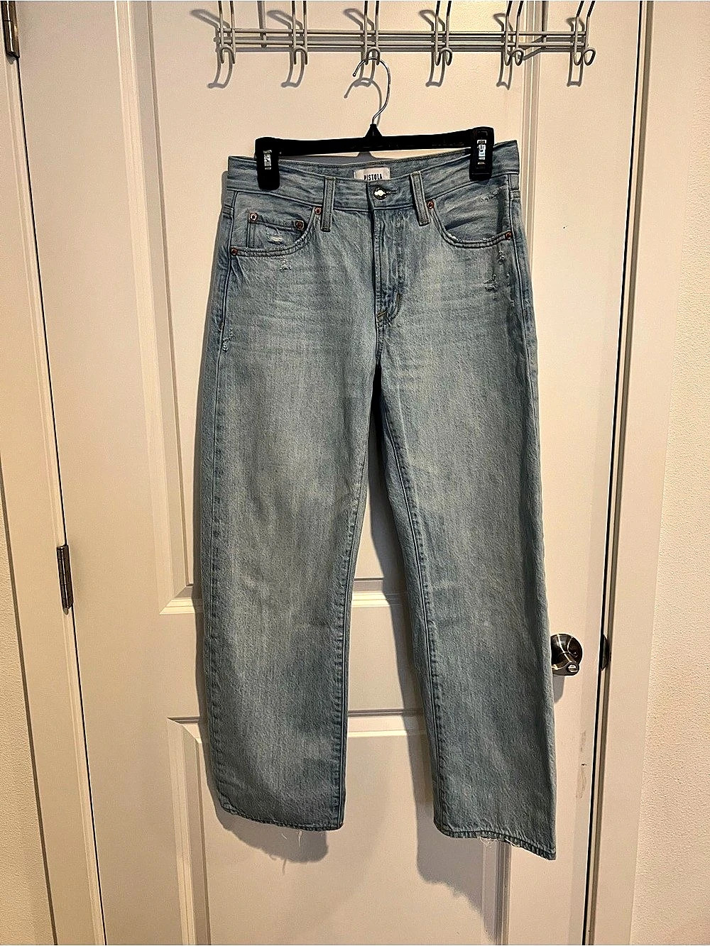 Pistola Cassie High Rise Straight Crop Jeans Blue Waist 26